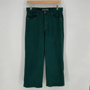 Judy Blue Women Garment Dyed Crop Wide Leg Jeans Size 9/29 Green Denim High Rise